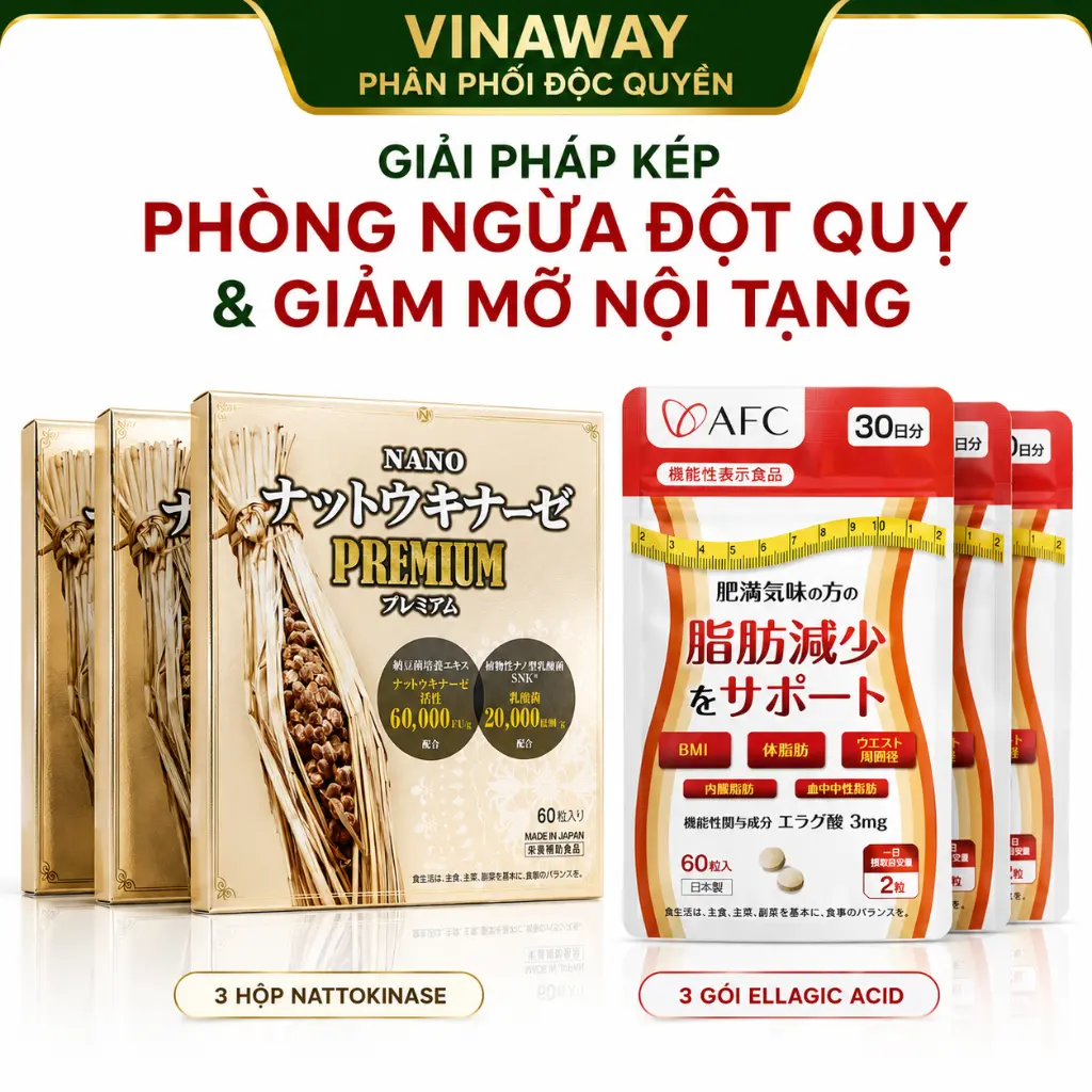 Combo GIẢI PHÁP KÉP PHÒNG NGỪA ĐỘT QUỴ & GIẢM MỠ NỘI TẠNG TỪ NHẬT BẢN