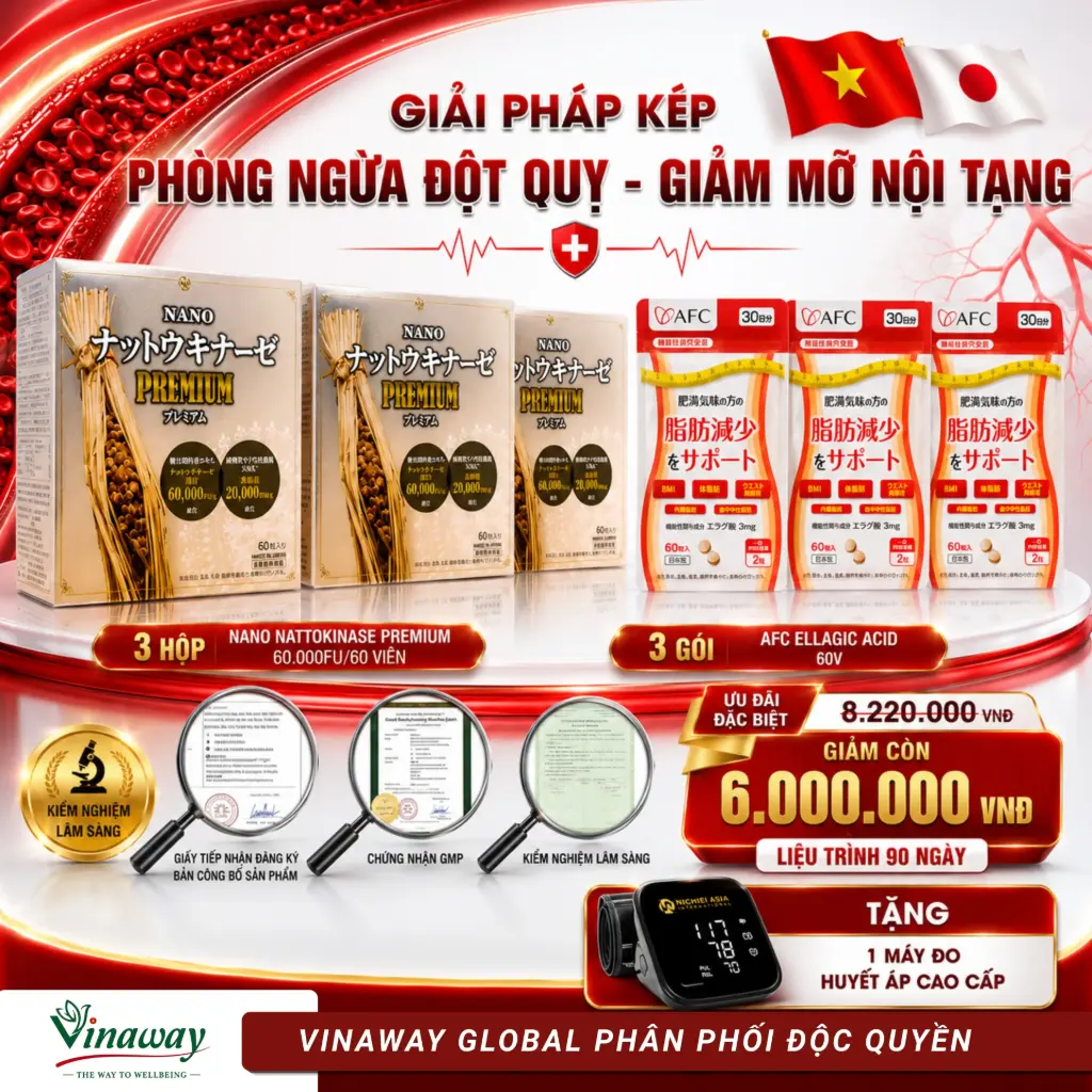 Combo GIẢI PHÁP KÉP PHÒNG NGỪA ĐỘT QUỴ & GIẢM MỠ NỘI TẠNG TỪ NHẬT BẢN