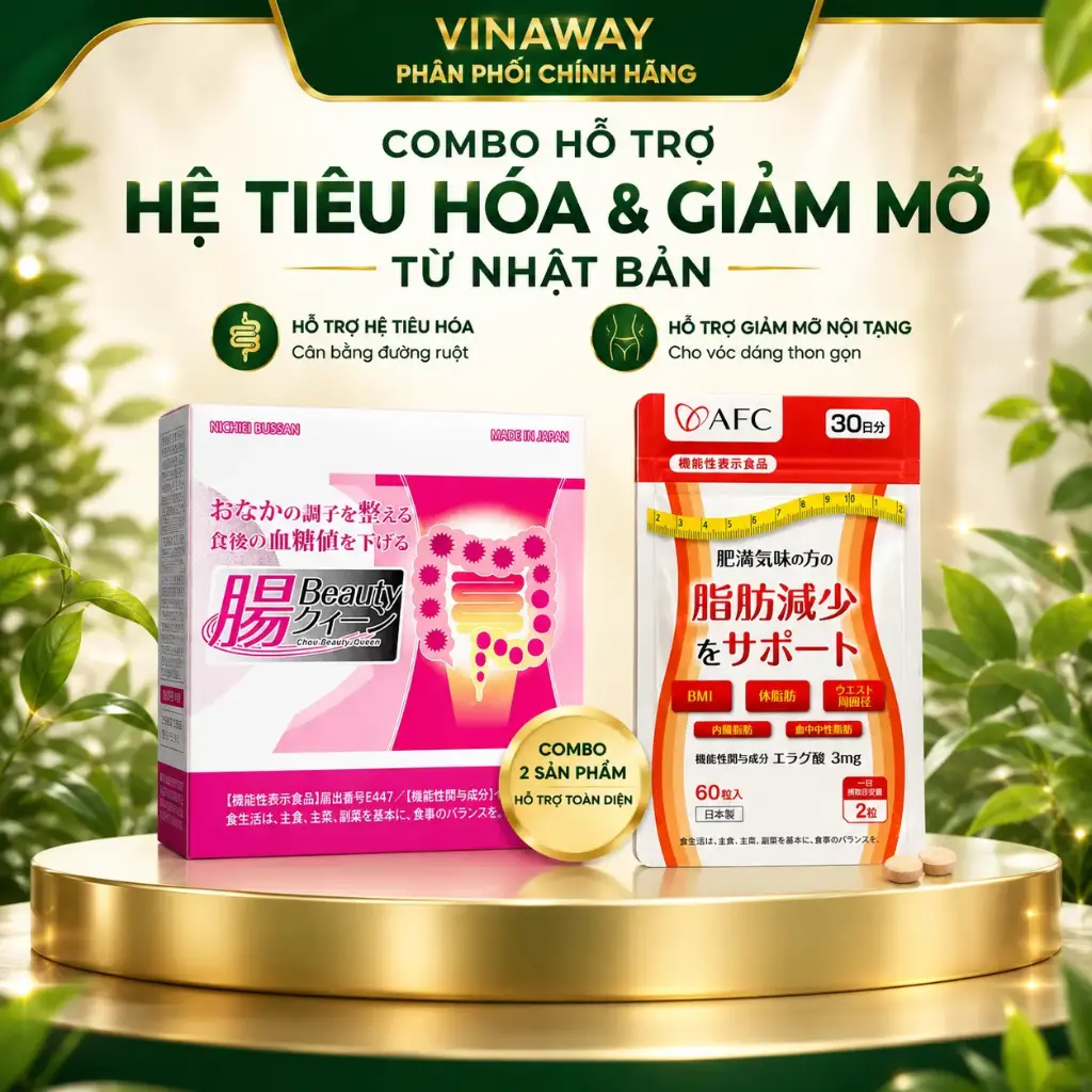 Bộ sản phẩm Intestines Beauty Queen + AFC Ellagic Acid - Hỗ trợ giảm mỡ nội tạng